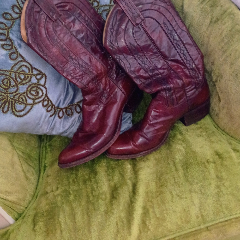 Dan Post Red and Brown Heeled Cowboy Boots